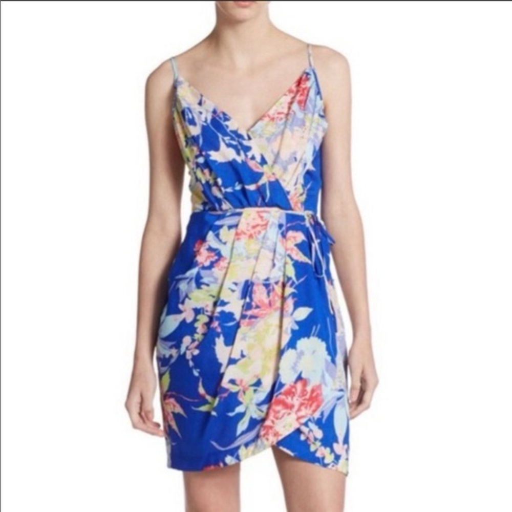 Floral Blue Wrap Dress